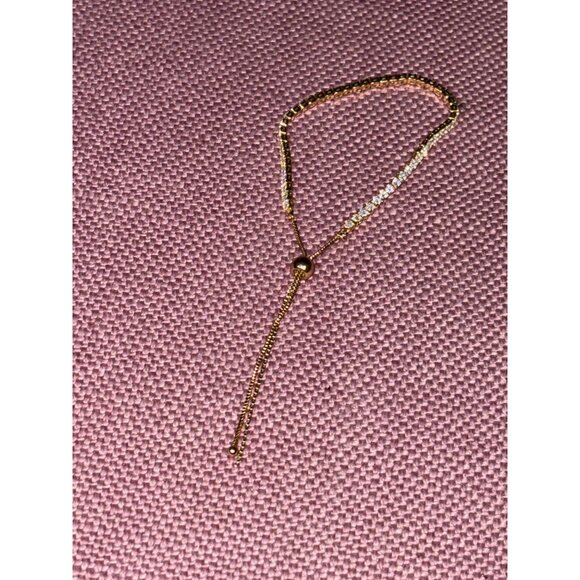 SHASHI Diamond Tennis Pull Bracelet in Gold One Size Womens Crystals - Picture 4 of 9